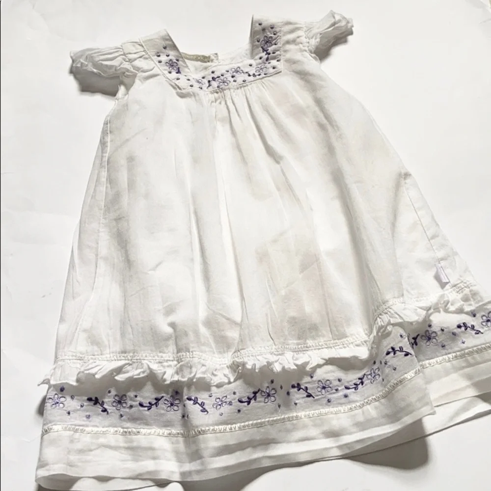 Minimimo White Ruffle Embroidered Cotton Summer Toddler Dress